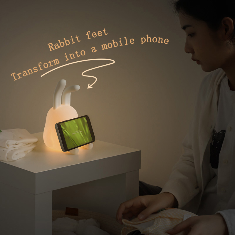 Fluffy Bunny Night Light, Squishy Silicone Sleep Companion