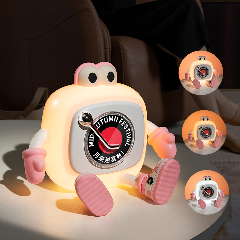 Record Player Night Light with Bluetooth Speaker- 3 Color Dimmable LED Nursery Lamp