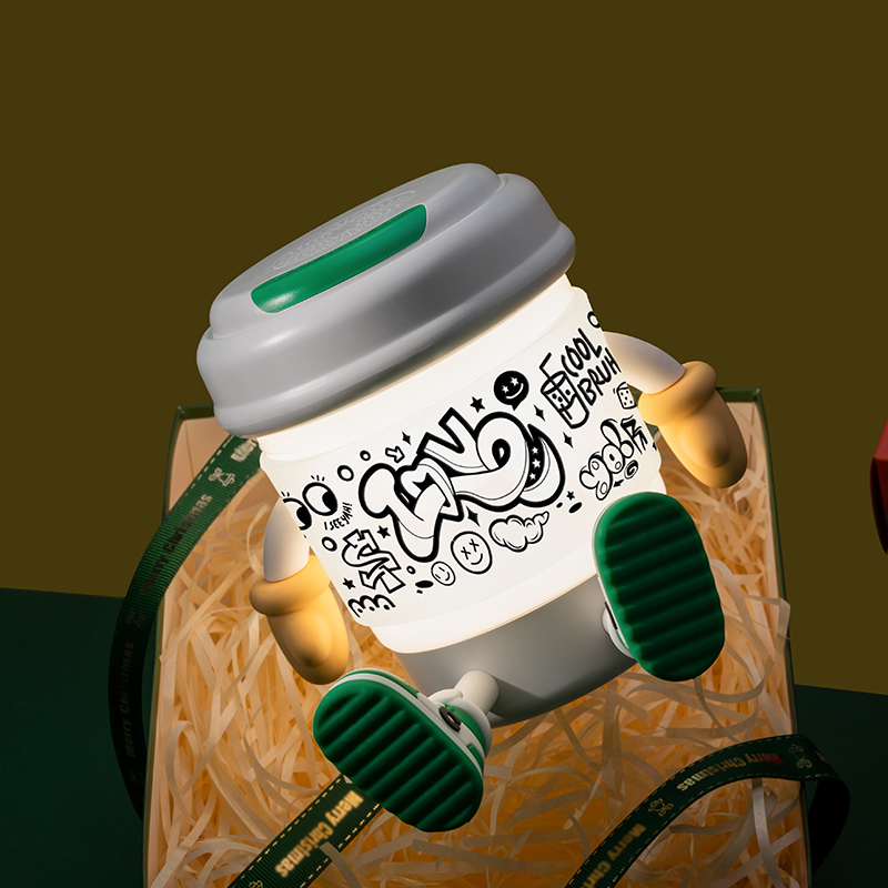 3-in-1 Coffee Night Light with Bluetooth Speaker, Soft LED Light for Kids Room