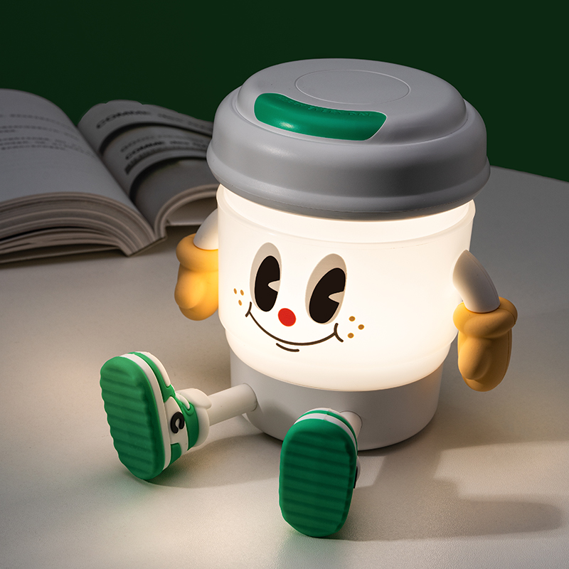 3-in-1 Coffee Night Light with Bluetooth Speaker, Soft LED Light for Kids Room