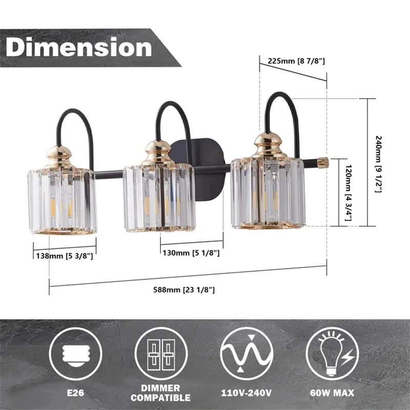 crystal vanity light fixture