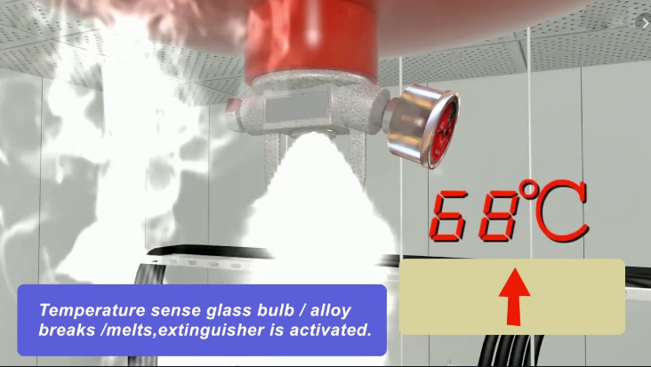 Automatic suspension powder fire extinguisher