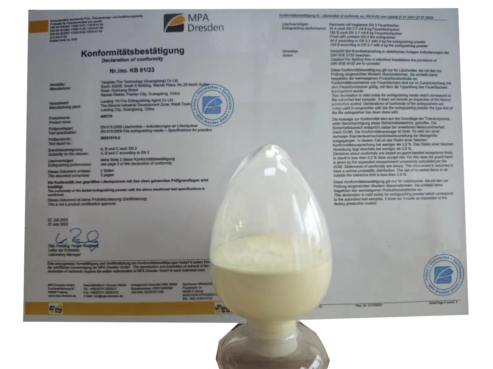 ABC75 Dry Chemical Powder With EN615