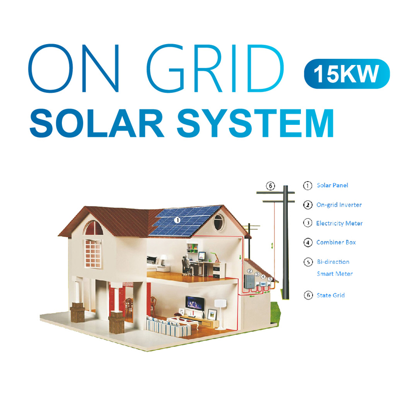 Système d'alimentation solaire lié au réseau domestique de 15 kW