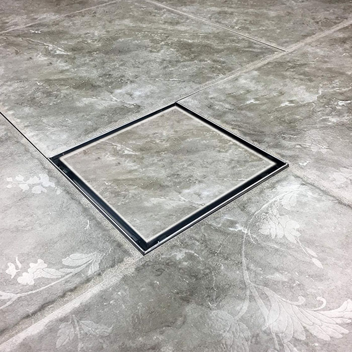 Scarico a pavimento quadrato SUS304 da 4/6 '''' con copertura della griglia in piastrelle