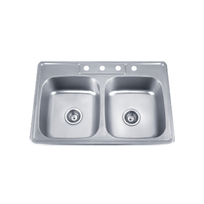 stainless steel topmount kitchen 2 bowls sink