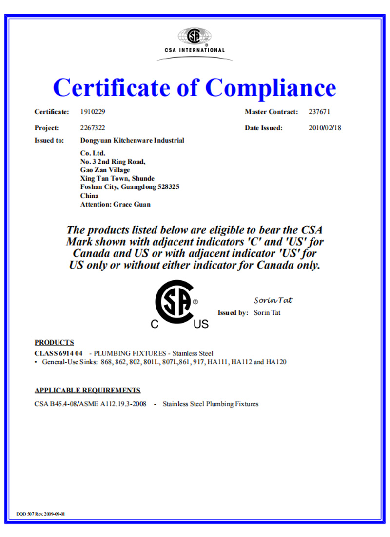 Certification CSA