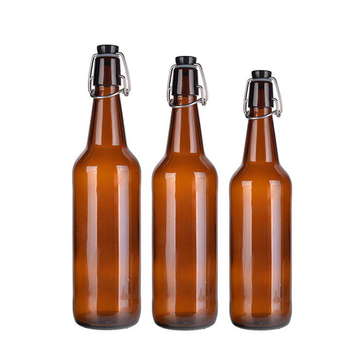 750ML AMBER GLASS BEER BOTTLE WITH SWING TOP
