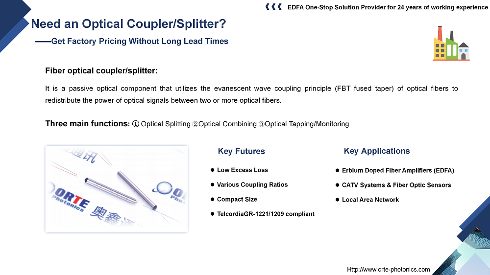 EDFA One-Stop Solution Provider: ORTE Photonics Fiber Optic Coupler