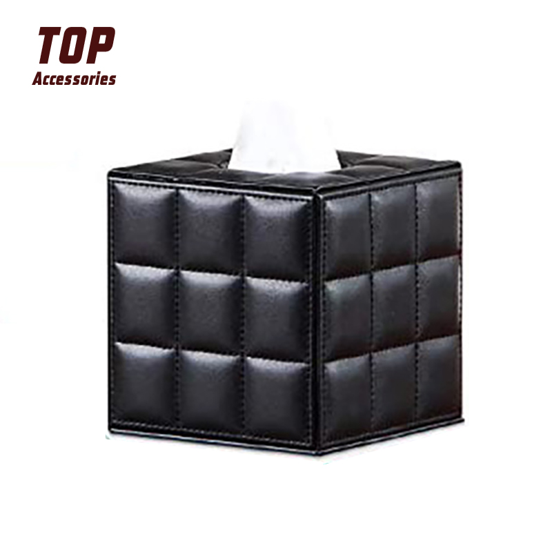 Black Square Pu Leather Tissue Boxes Holders