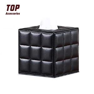 Pemegang Kotak Tisu Kulit Pu Black Square