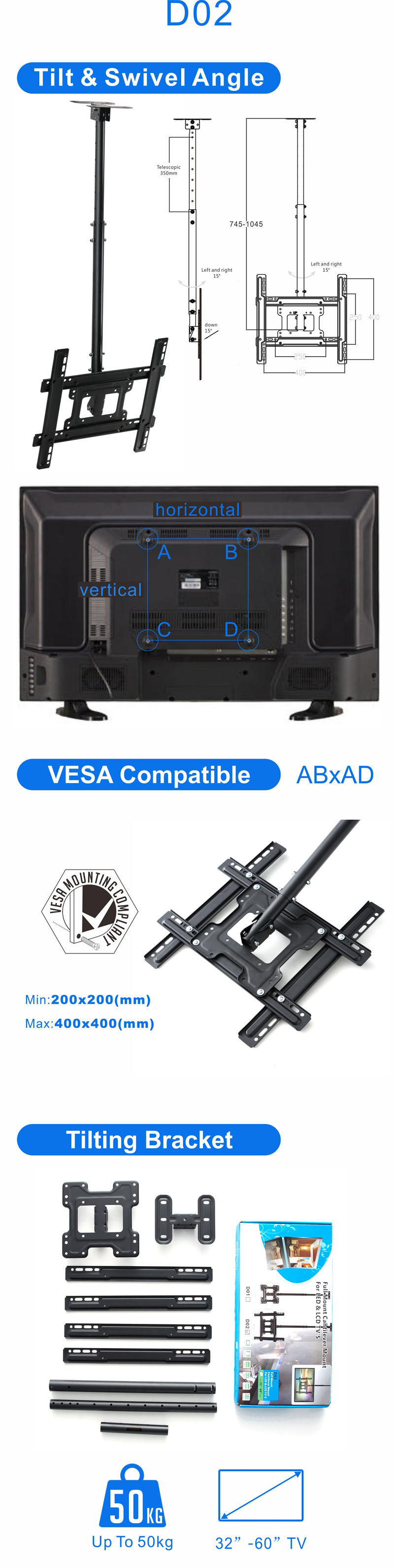 rotating ceiling tv mount