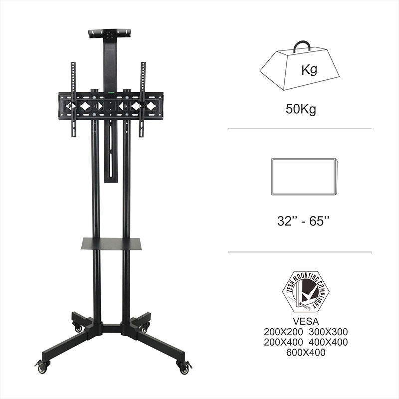 Floor Tv Cart TV Trolley Stand With Wheels Cart 32