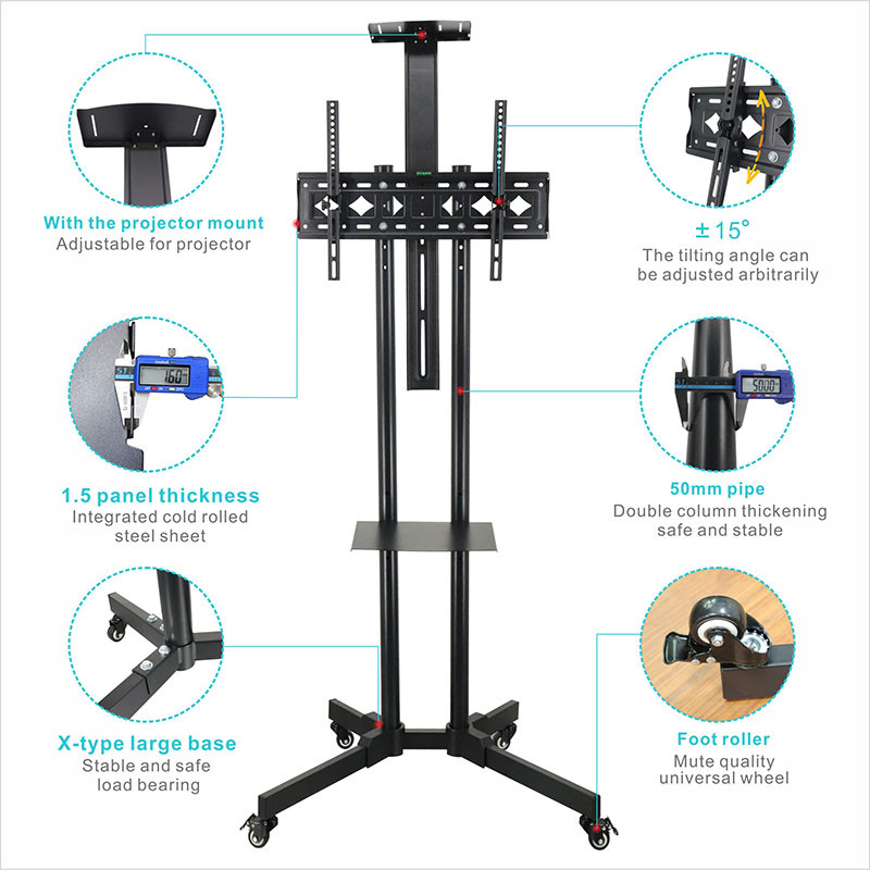 Floor Tv Cart TV Trolley Stand With Wheels Cart 32