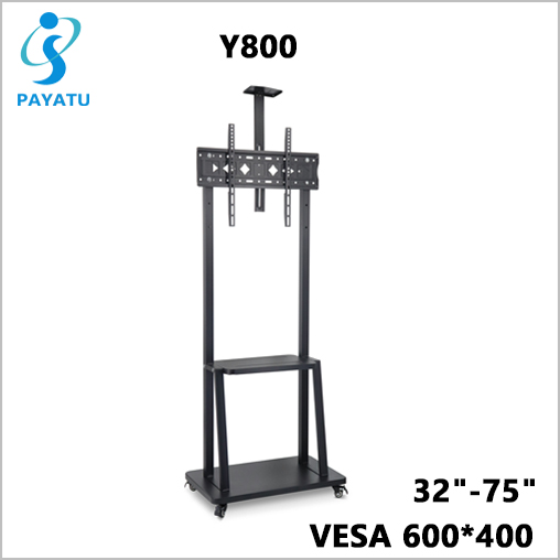 Movable mobile tv cart on wheels Y800 for 32-75 inch