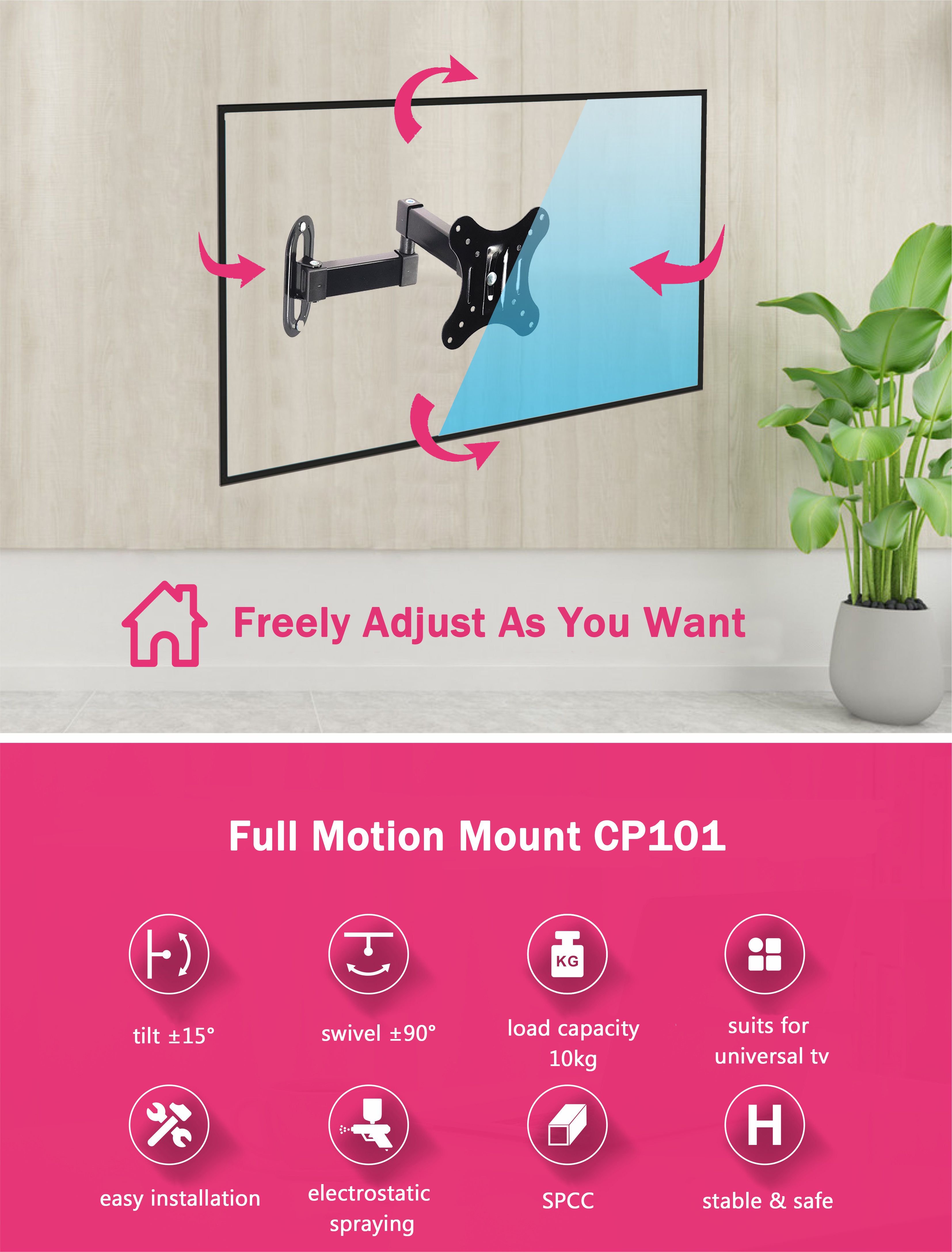 single stud tv mount