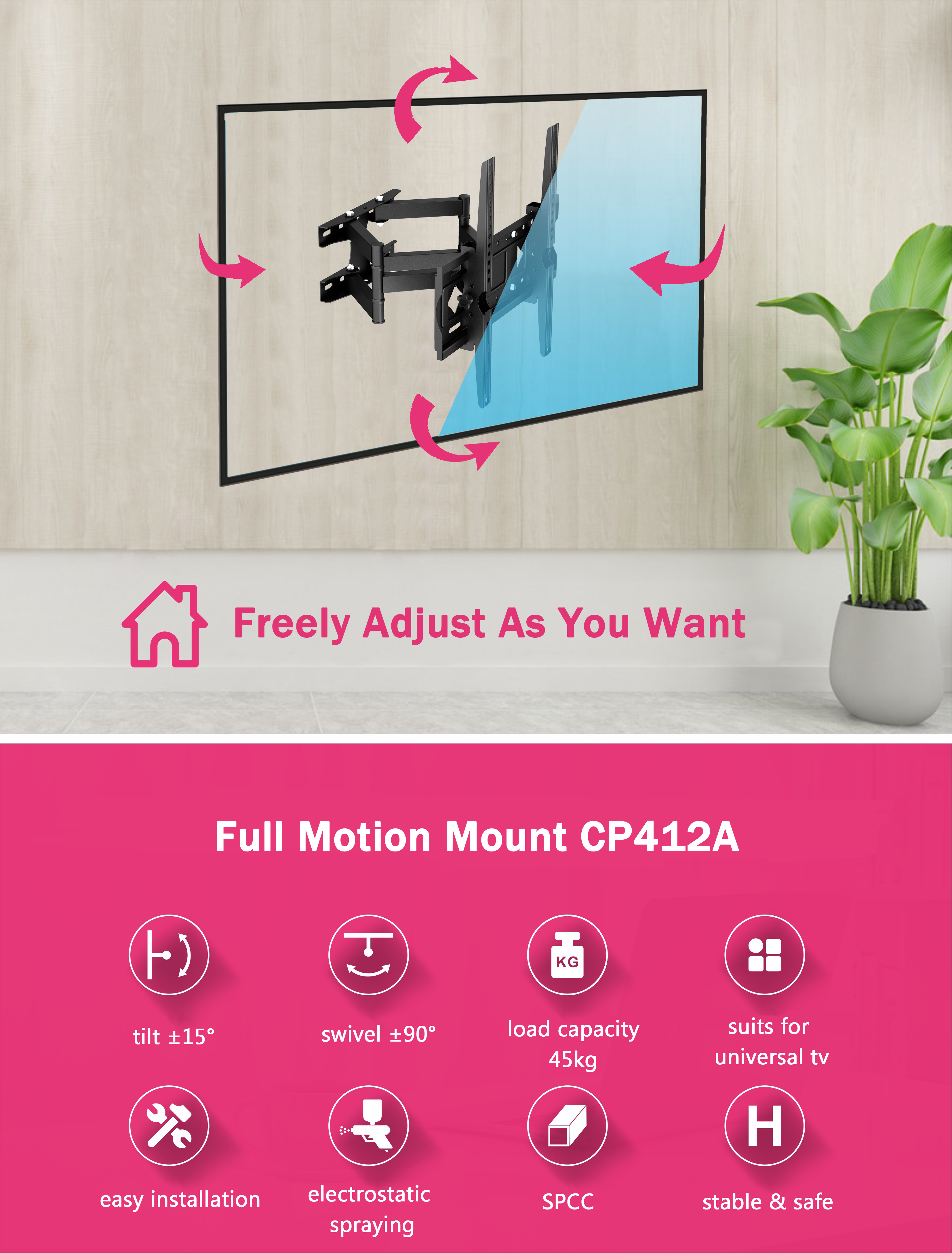 full motion tv wall mount