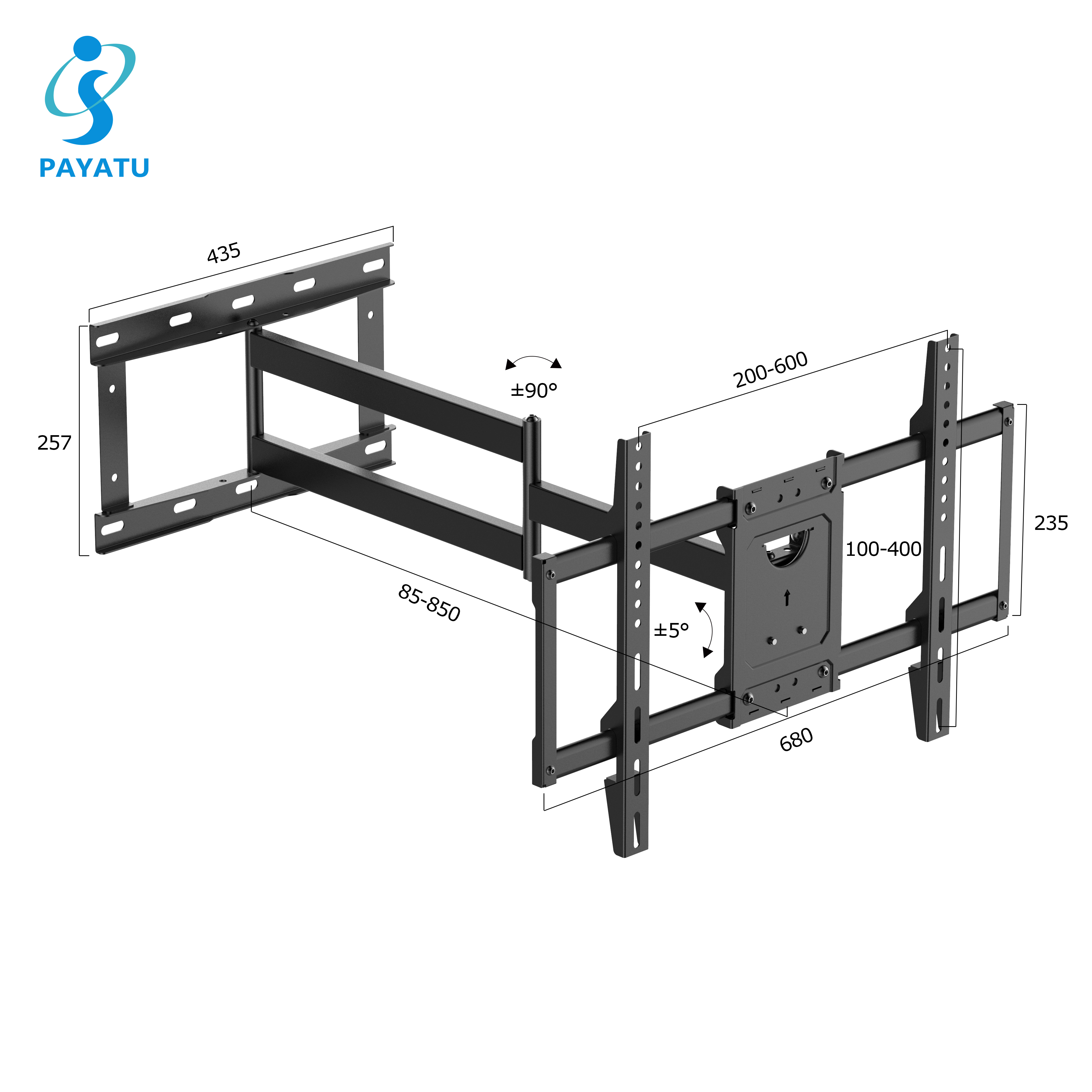 Home Use Corner TV Mount Full Motion Mantel TV Mount Bracket For 32-80 Inch