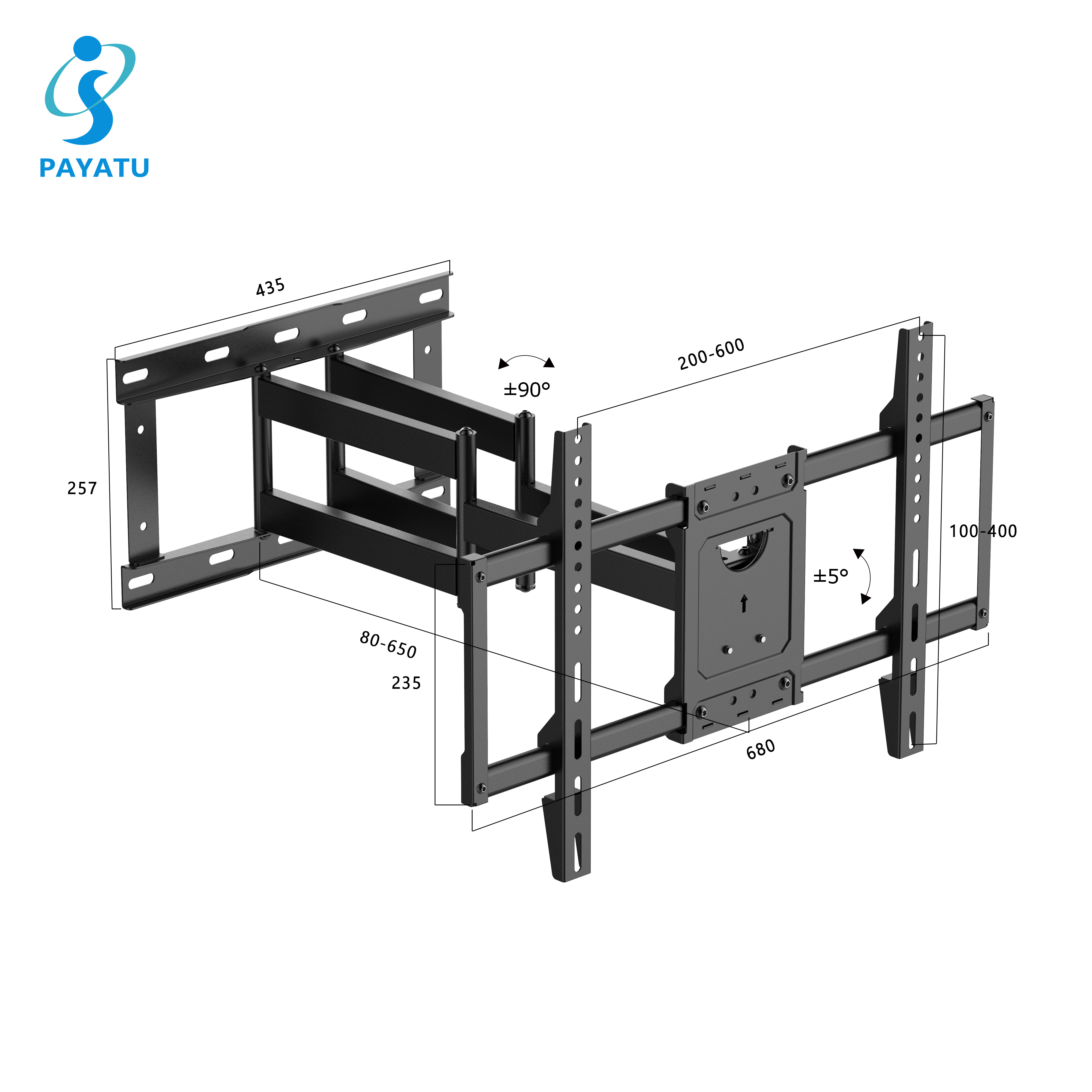 Inside Outside TV Mount Full Motion Television Wall Bracket Rotating TV Wall Mount