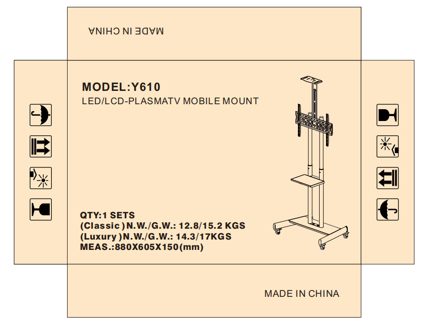 Mobile Cart For TV Stand In Wheels Universal Television Cart Rolling Cart TV