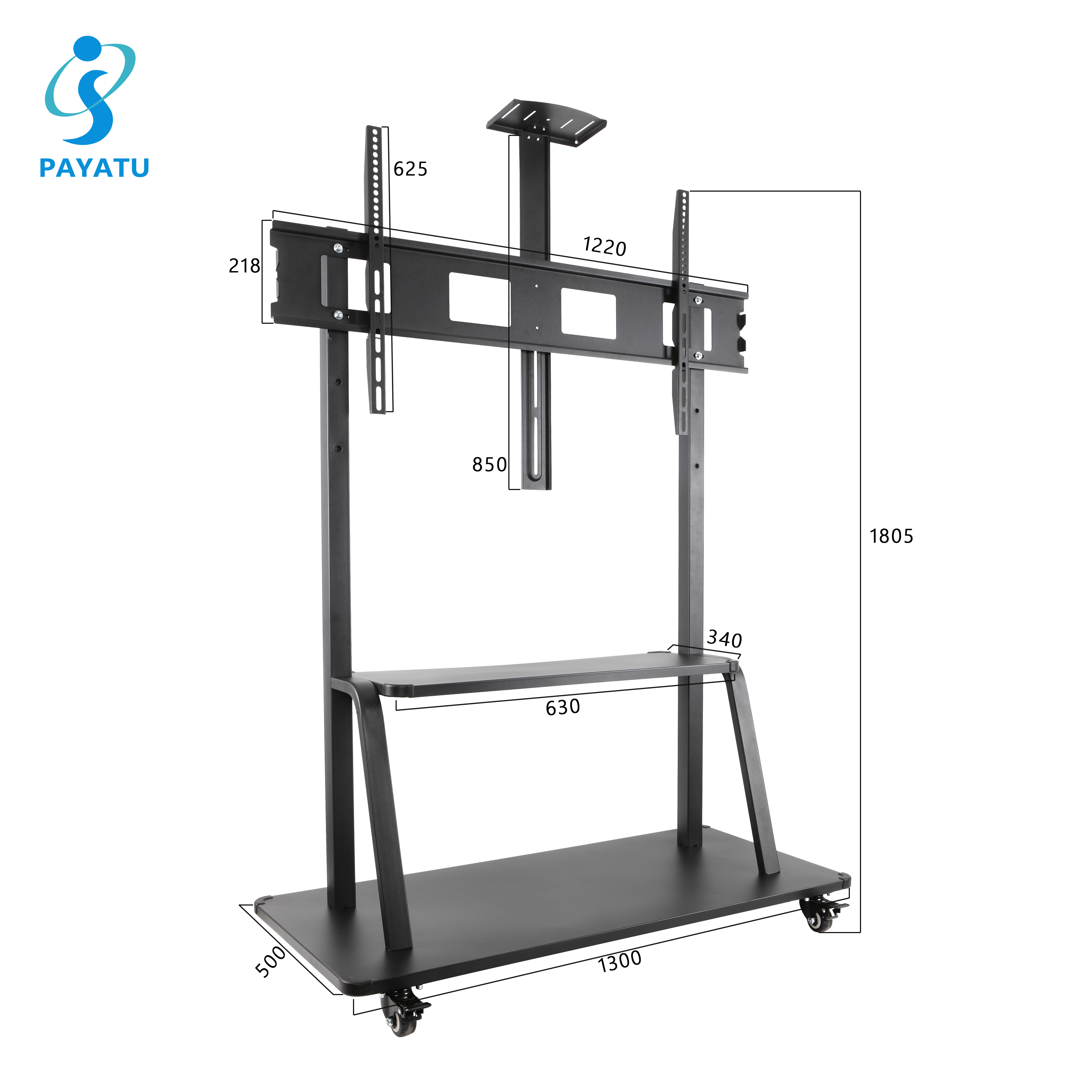 Large Size Mobile TV Stand 50-150 Inch Rolling TV Mount On 360 Degrees Rotating Wheels