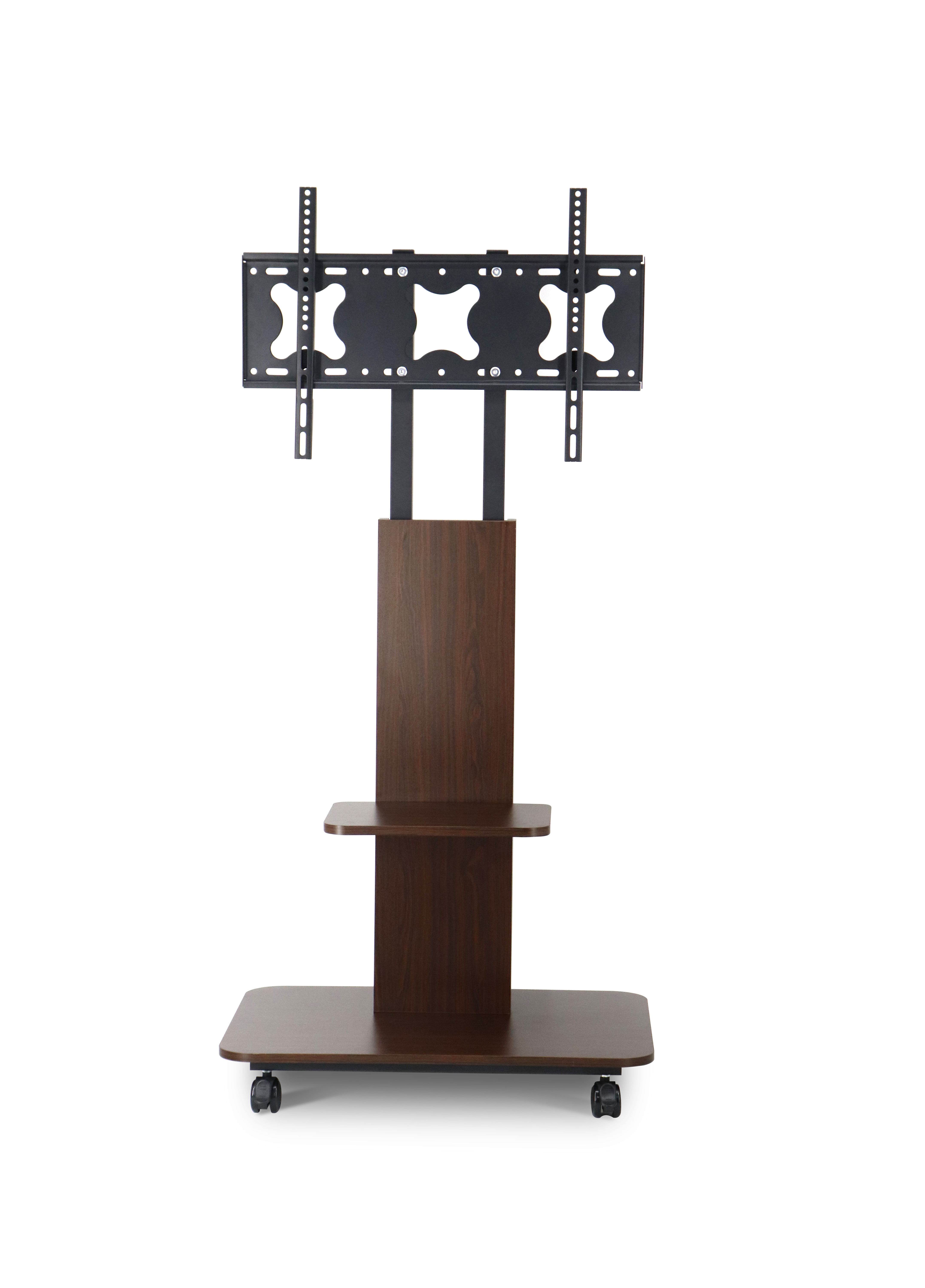 TV Cart TV Stand On Wheels Wood Base Mobile TV Stand With Wheels 32-65 Inch