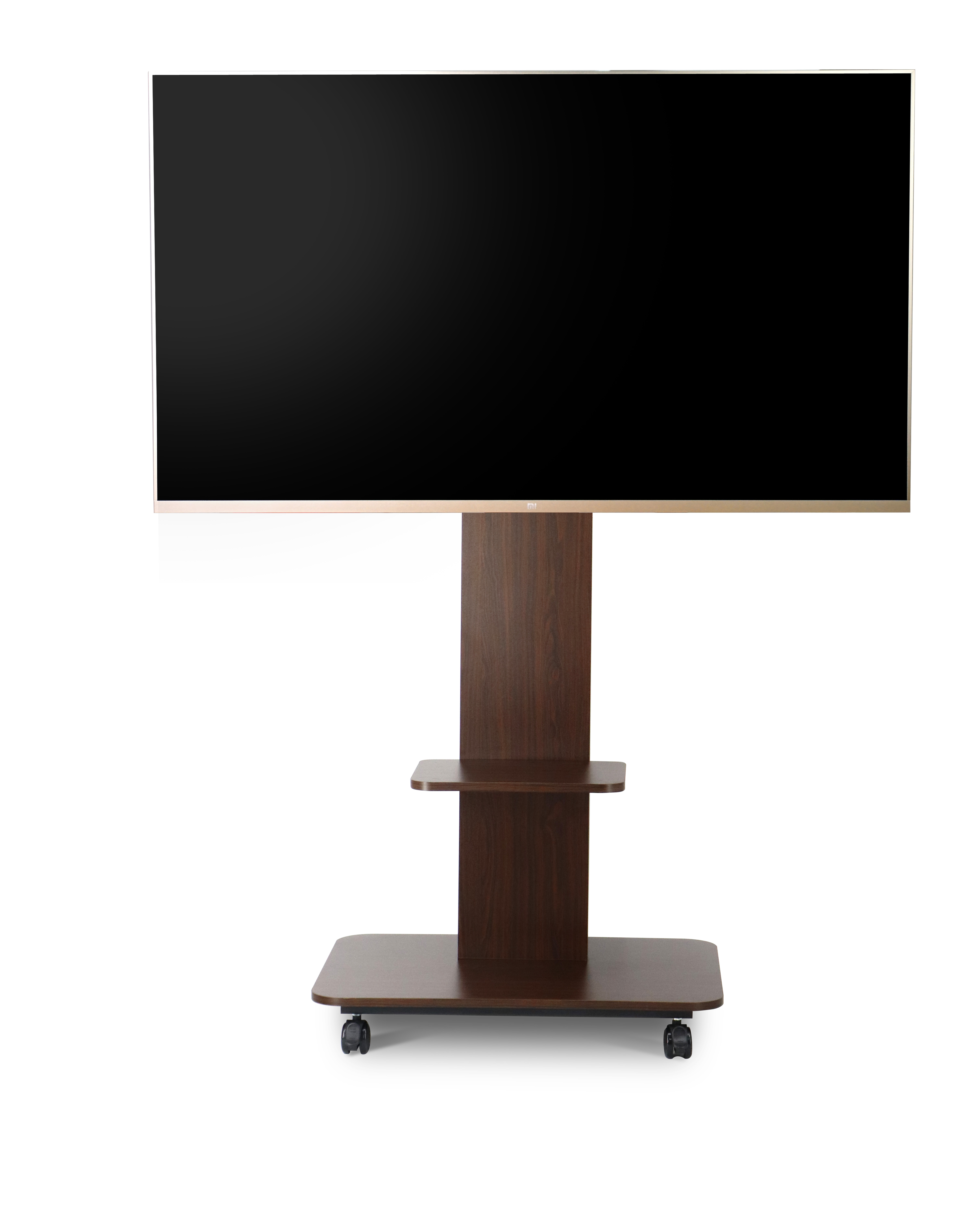 TV Cart TV Stand On Wheels Wood Base Mobile TV Stand With Wheels 32-65 Inch