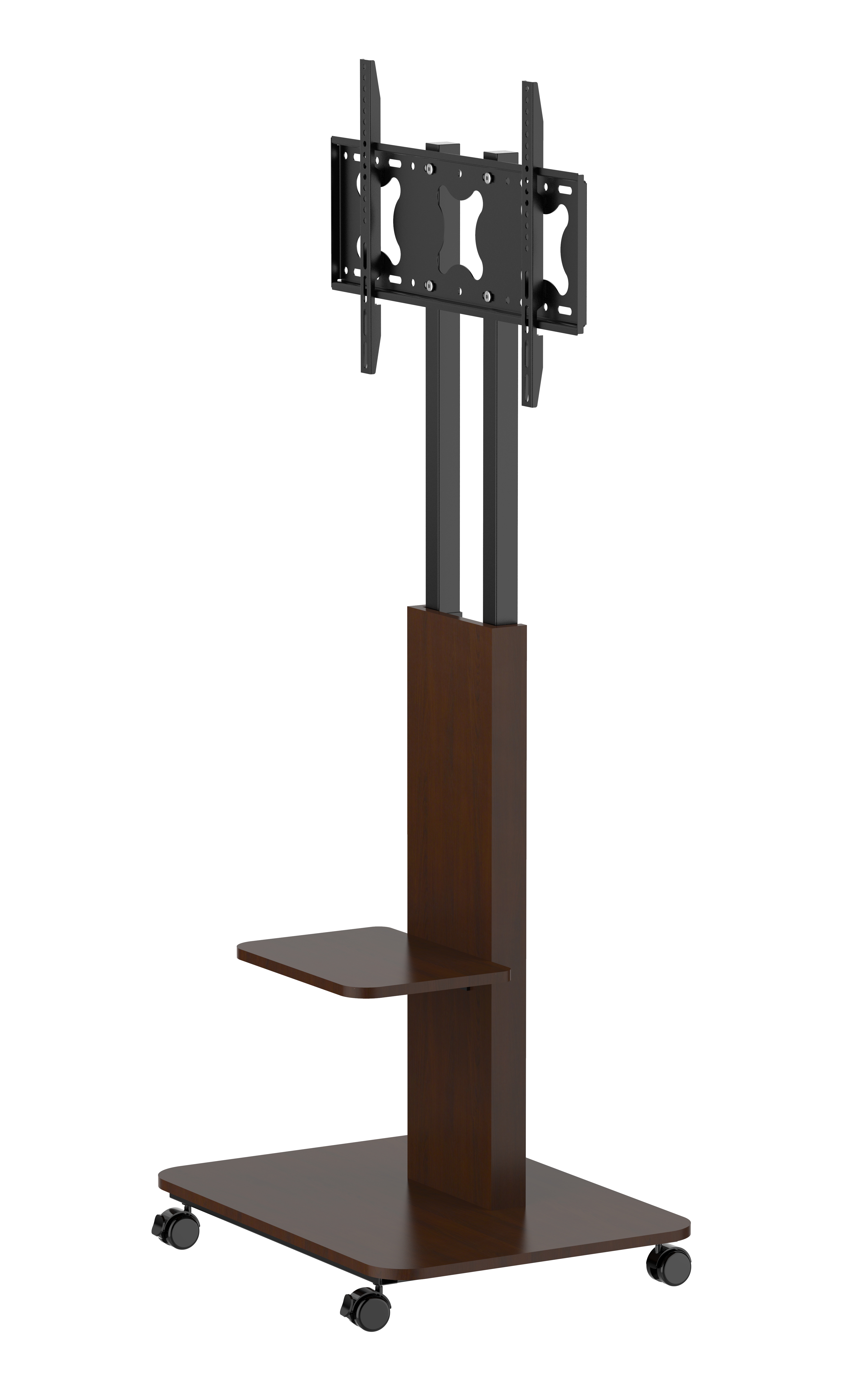 TV Cart TV Stand On Wheels Wood Base Mobile TV Stand With Wheels 32-65 Inch