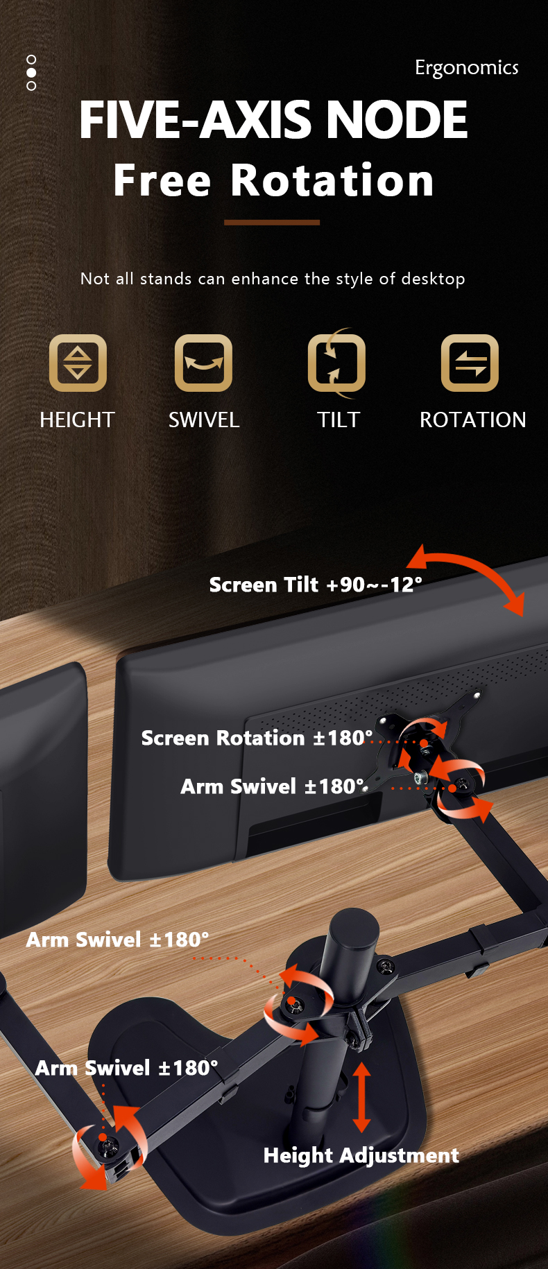dual monitor arm desk mount