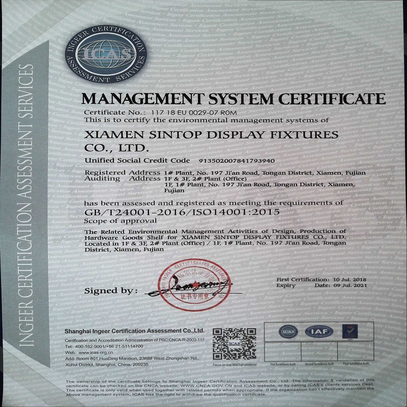 Sintop được chứng nhận ISO14001