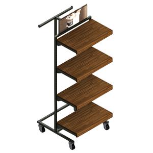 Four Tier Garment Rack With Wood Shelf