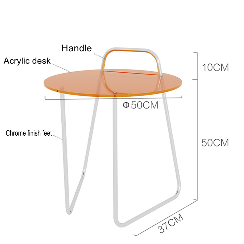 Round acrylic side table Round beside table chrome