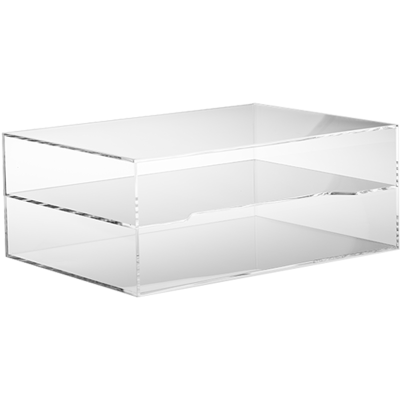 صندوق أكريليك شفاف أفقي كبير مقاس A4 مكون من قسمين إلى 6 أقسام