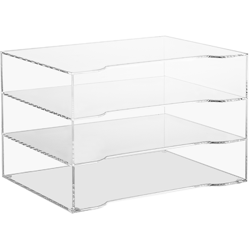 صندوق رف أفقي من الأكريليك الشفاف مقاس A4 مكون من 3 أقسام إلى 6 أقسام