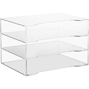 A4-Regalbox aus transparentem Acryl, horizontal, 3 bis 6 Abschnitte