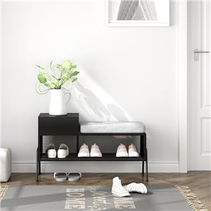 Moderne Schuhbank für den Eingangsbereich mit Tisch, Stauraum und Sitzkissen