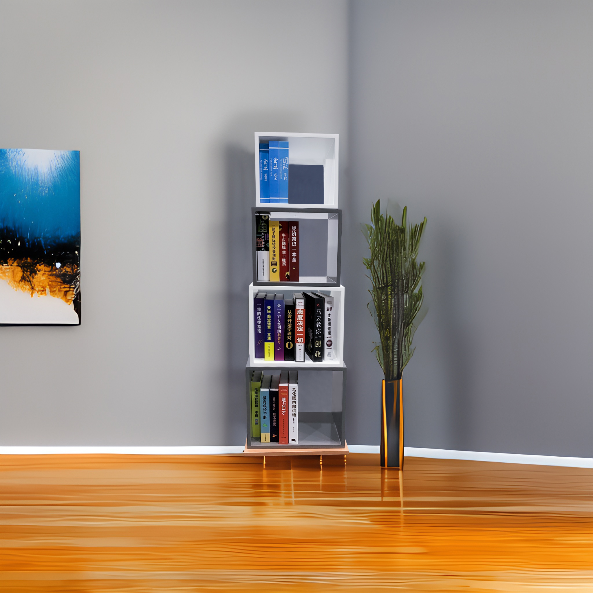 Customized design wooden bookshelf