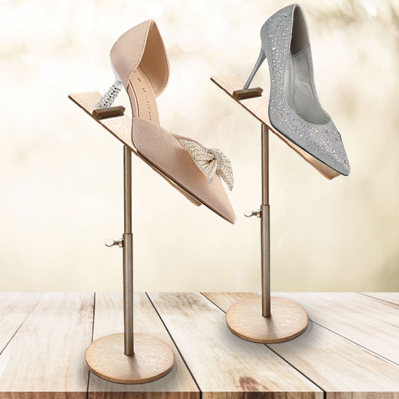 Fashionable Dull Champagne Countertop Shoe Display Stand Manufacturers, Fashionable Dull Champagne Countertop Shoe Display Stand Factory, Supply Fashionable Dull Champagne Countertop Shoe Display Stand Retail Solution