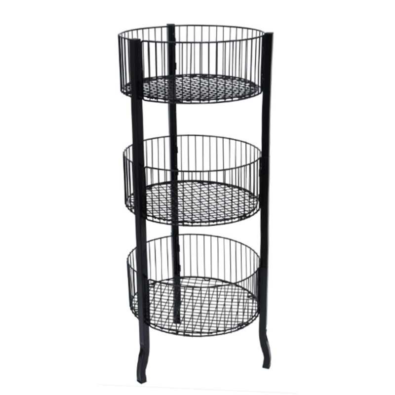 Floor Standing 3-Tier Wire Dump Bin Basket Display Rack