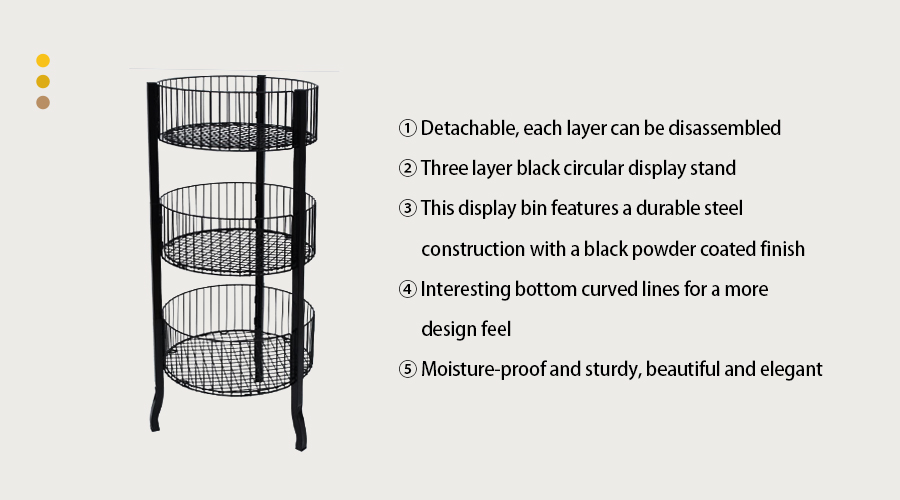 3-Tier Wire Basket Display Rack