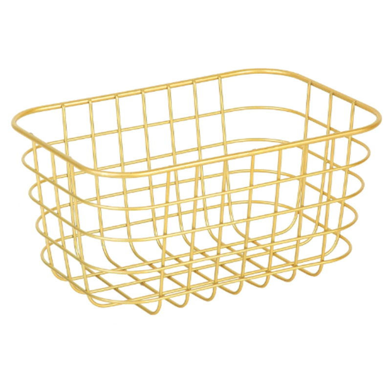 Golden Storage Wire Bin Organizer Tabletop Basket