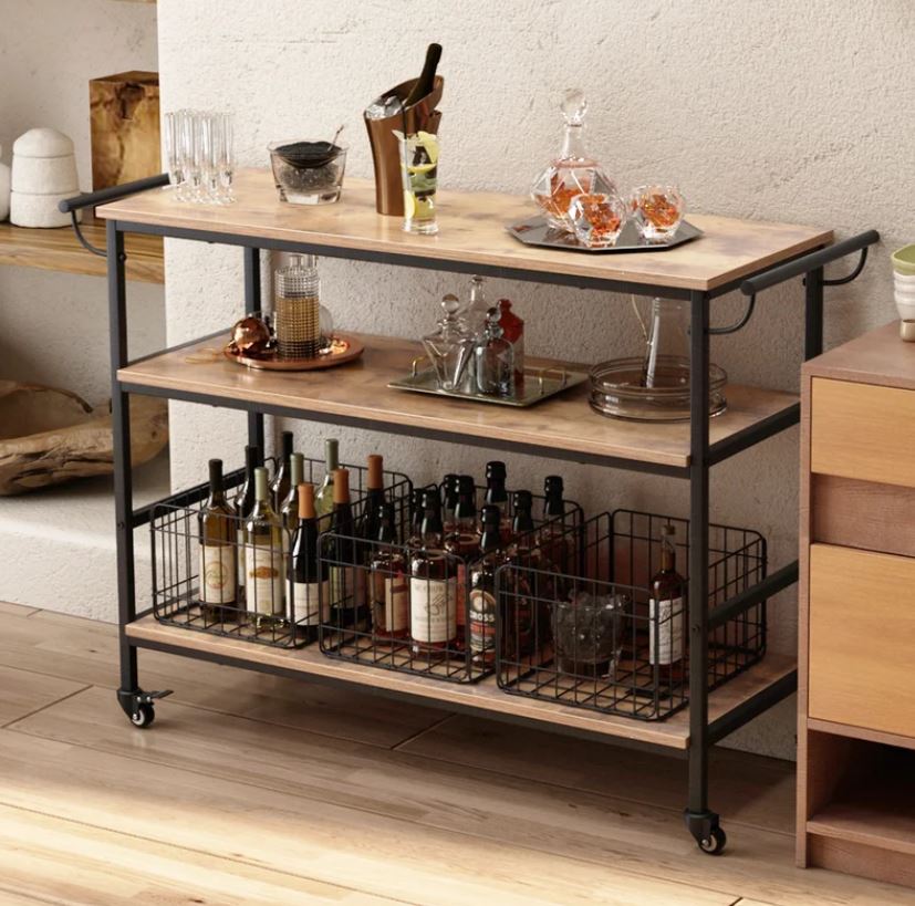 Adjustable tiered storage cart shelves