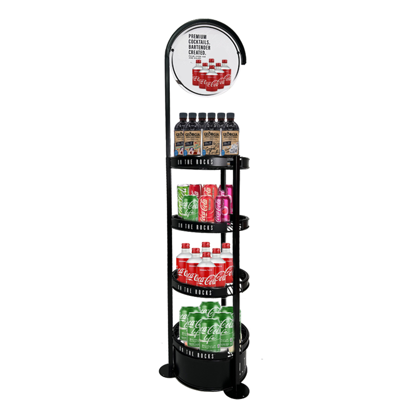Nako-customize na Four-Tier Circular Beverage Display Rack