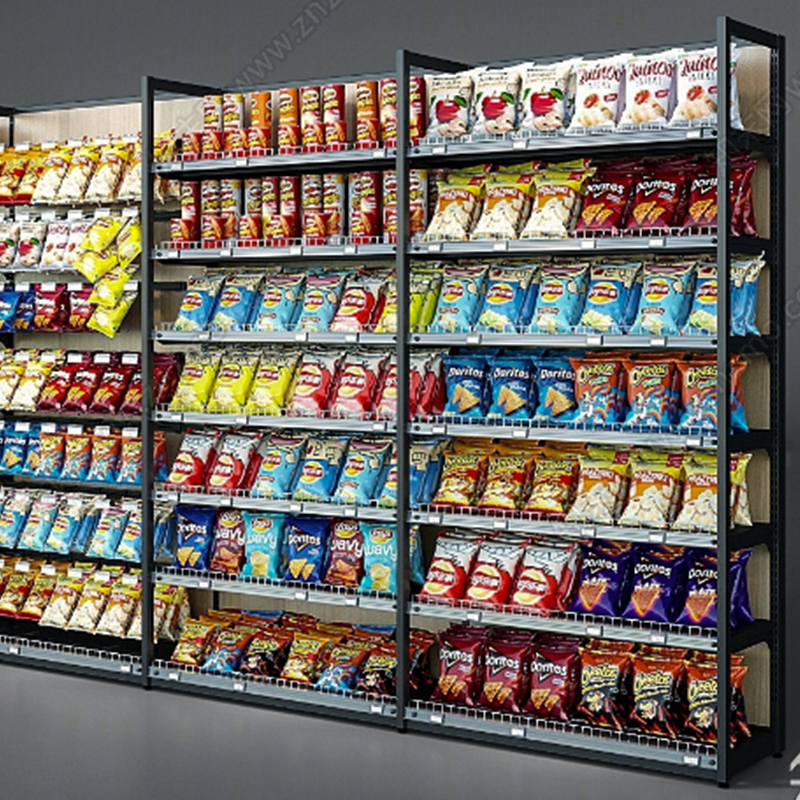 Snack display shelves