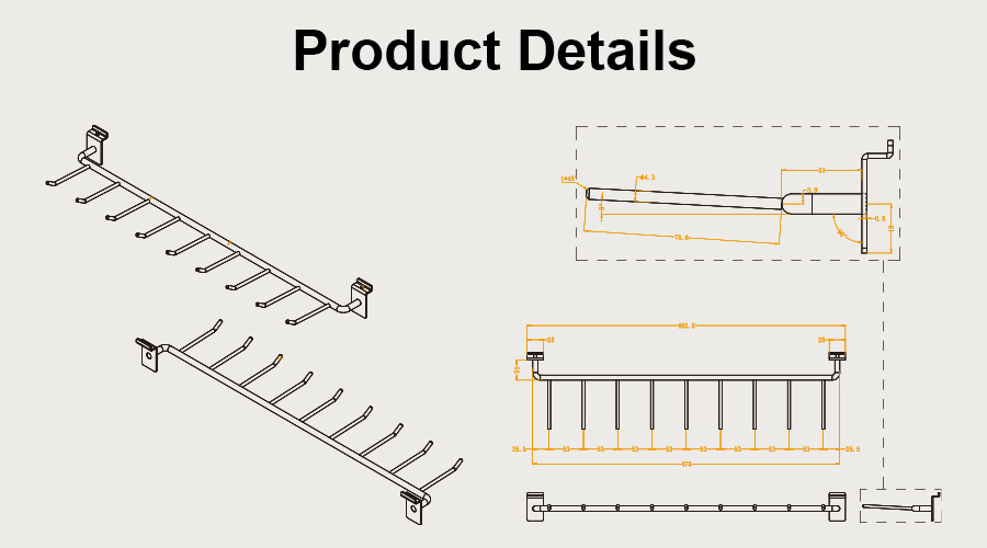 Chrome slatwall belt rack