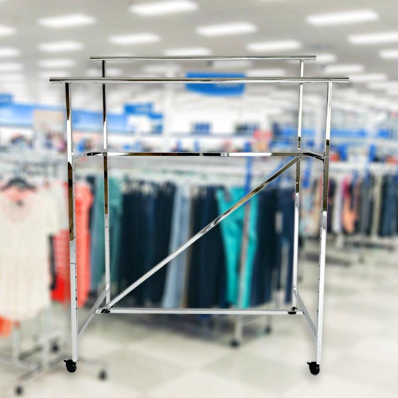 thumbnail interactive-video image 1 of MyGift Stainless Steel Double Rod Garment Rack – Department Store Style Clothing Rack 1 of 6