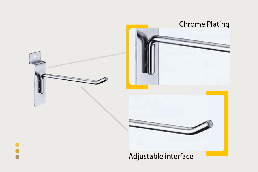 Chrome slatwall hooks