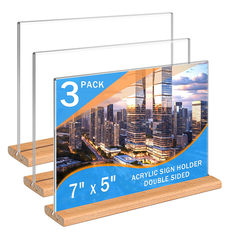 Acrylic Sign Holder na may Wooden Base