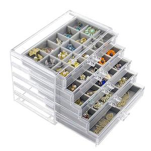 Hộp đựng đồ trang sức bằng acrylic trong suốt với 4 ngăn kéo