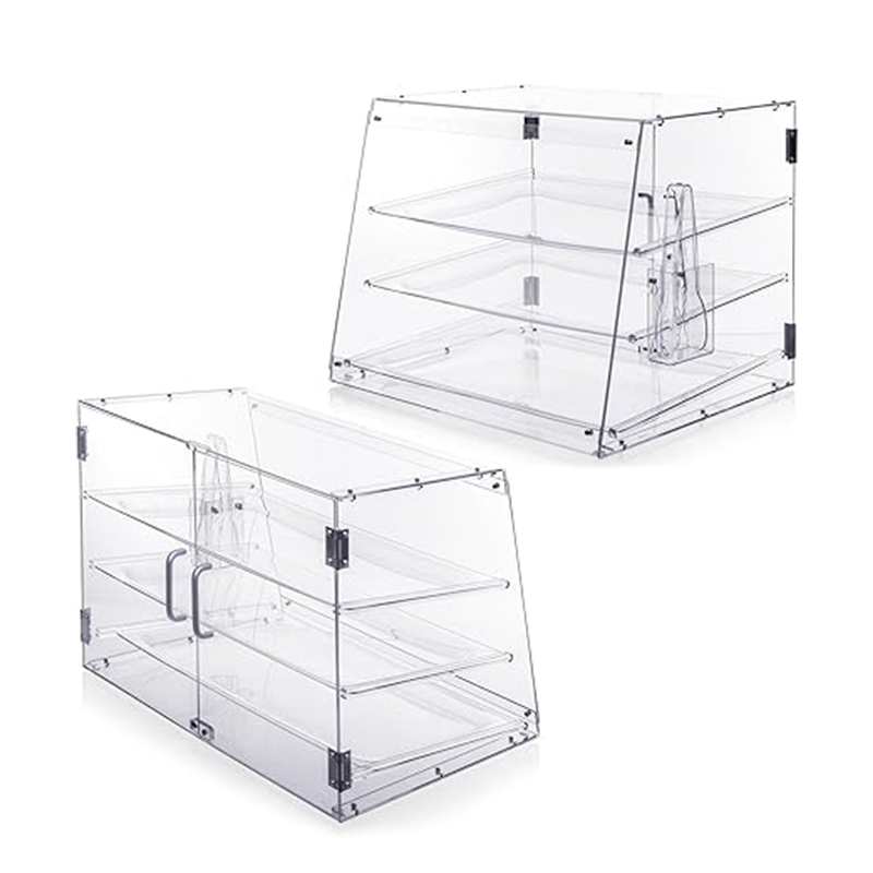 Clear Acrylic 3-Tray Bakery Display Case para sa mga Pastries, Tinapay at Desserts